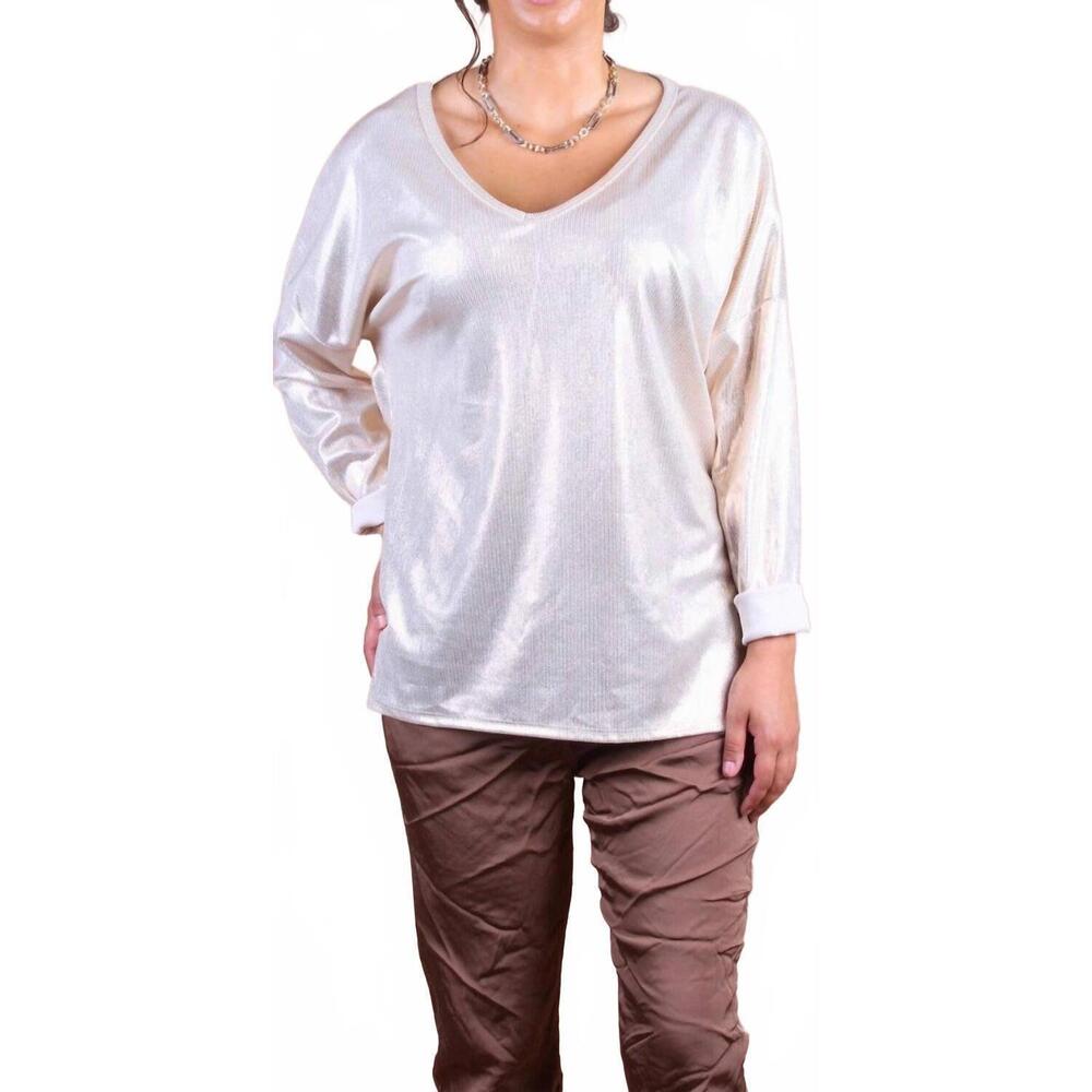NEW GIGI MODA luminare v-neck top in beige
